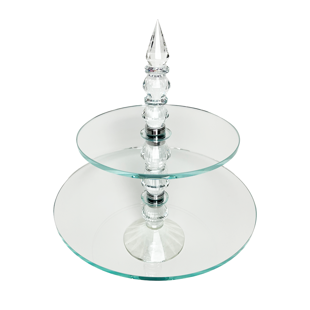 Two Tier Dessert Stand Glass