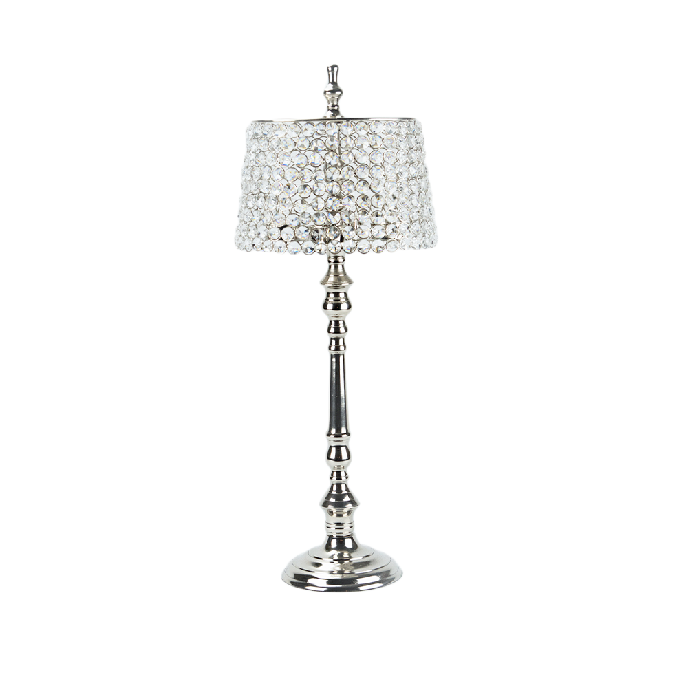 Silver With Crystals Candle Holder