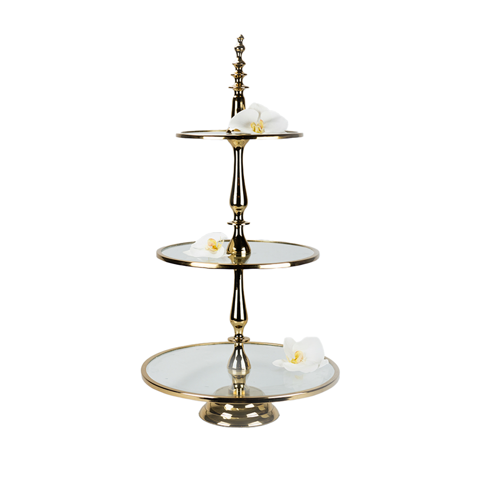 Three Tired Desserd Stand Gold/Clear